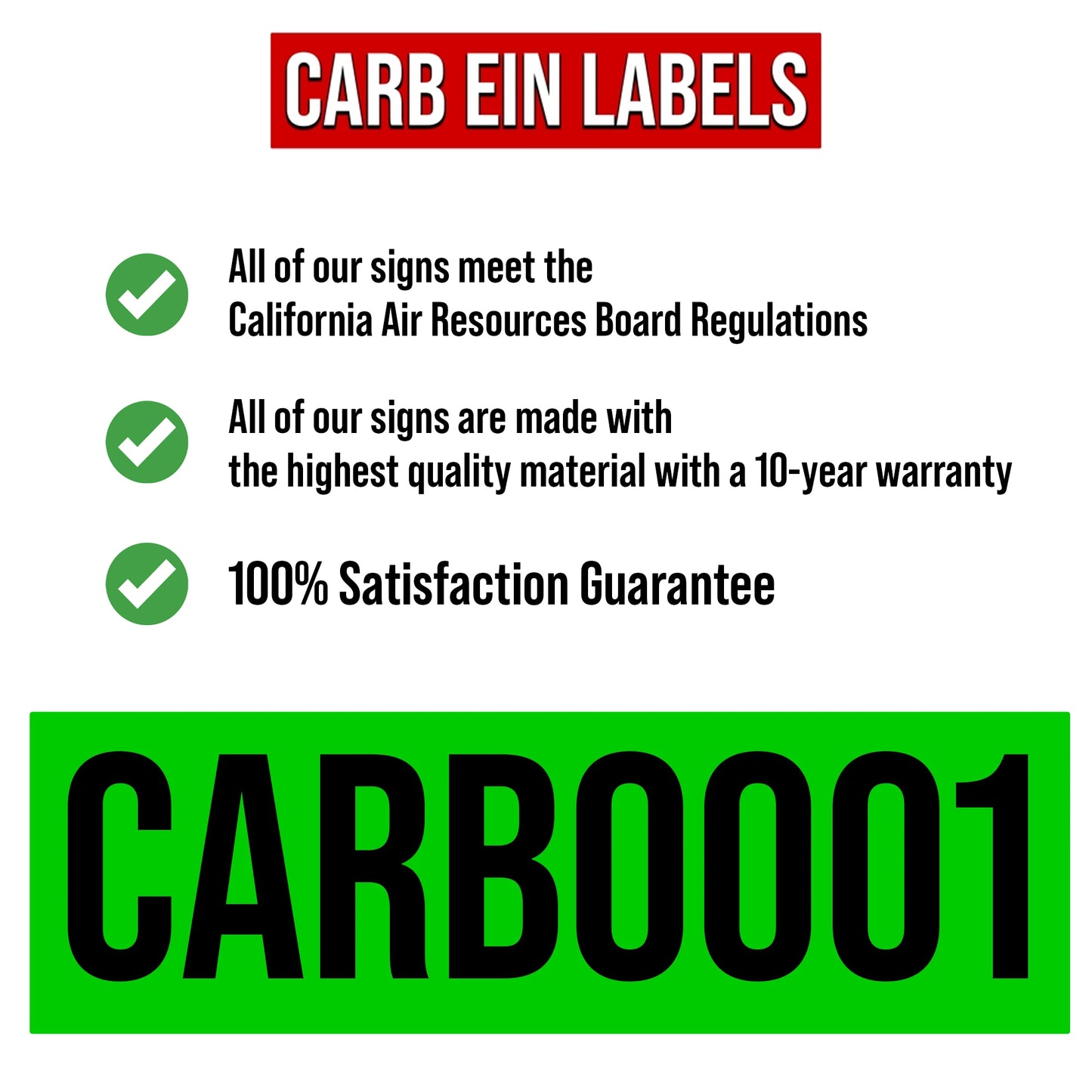 CARB UVI Label Decal Sticker (Set of 2)
