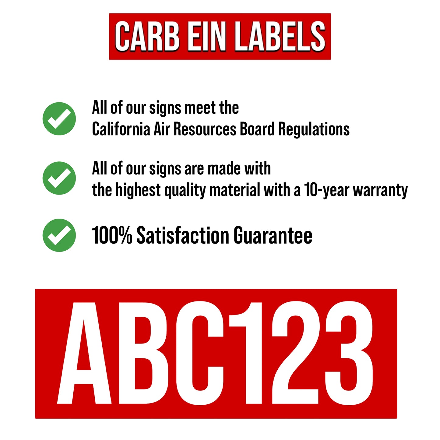 CARB ARB EIN Label Decal Sticker (Set of 2)