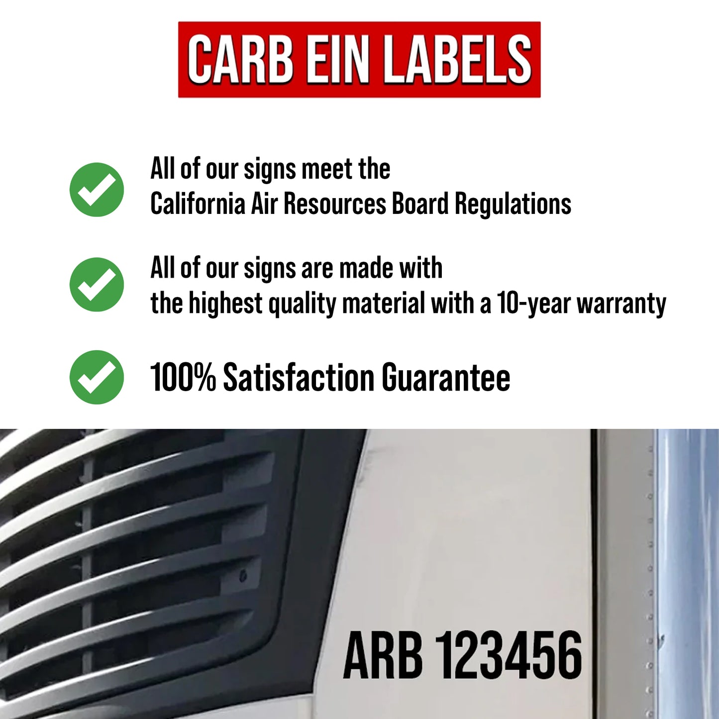 CARB ARB Reefer TRU Trailer Label Decal Sticker (Set of 2)